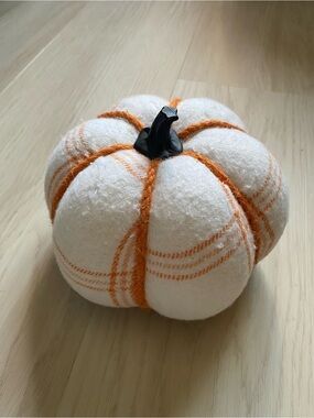 Hyde & Eek! Fabric White & Orange Decorative Pumpkin